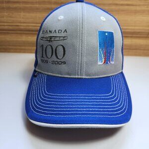 Canada 100 Hat Men's Adjustable Blue Grey 6 Panel Fersten Worldwide Cap Cotton